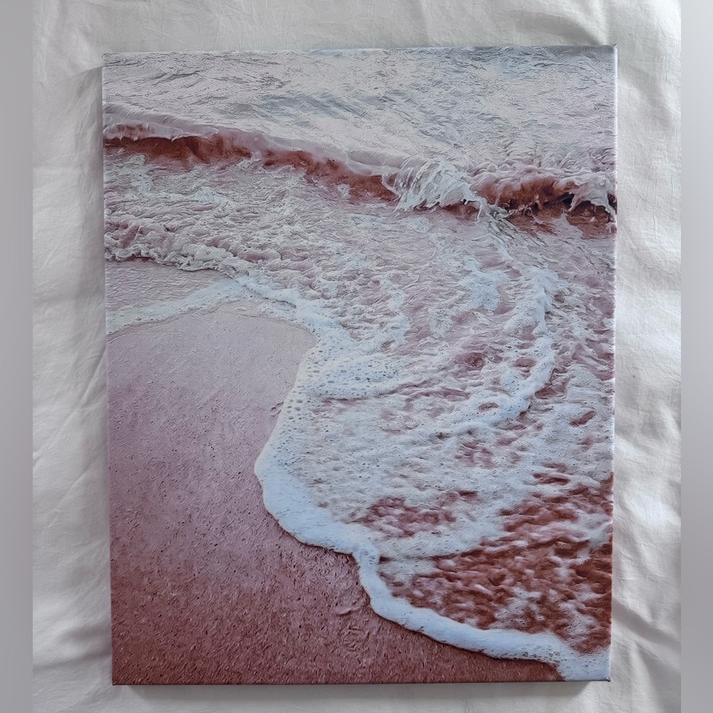 Beach Surf Sand Canvas Print - Brown and White - 16”x20”